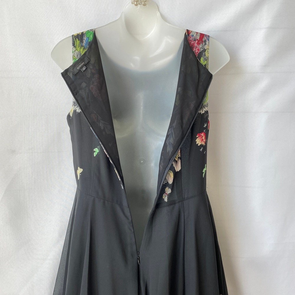 Floryday Whimsigoth Floral Butterfly Midi Dress Women XS Black Sheer Overlay - Picture 5 of 10